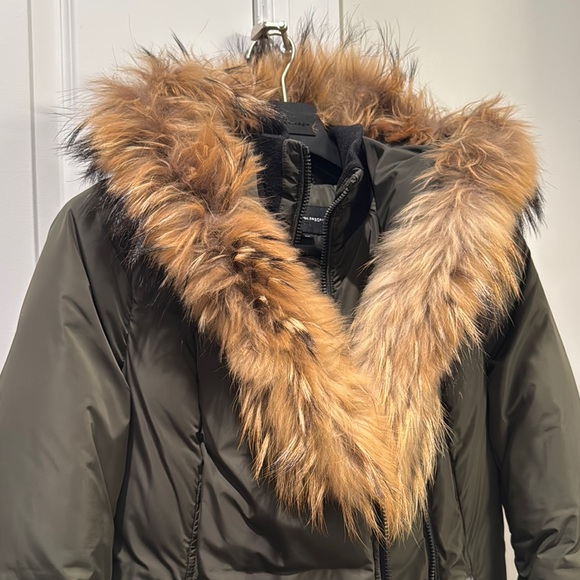Mackage Adali Women's Down Coat Olive with natural fur Signature Collar - Picture 6 of 8